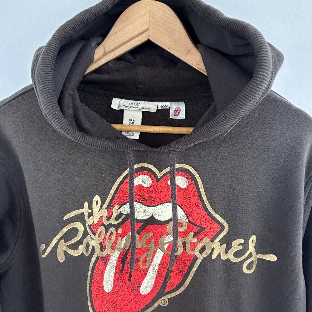 H&M x The Rolling Stones Graphic Hoodie Men’s Medium – Vintage Rock Style